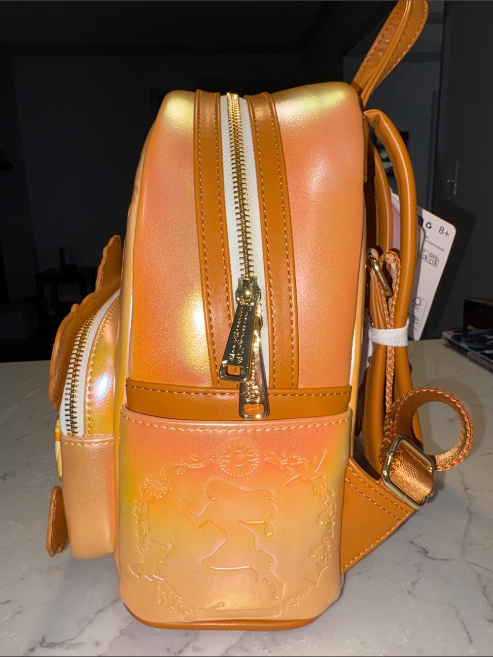 Loungefly Pocahontas Iridescent Orange Sunflower Cake Backpack - Picture 4 of 7
